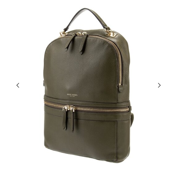 Henri Bendel West 57th Olive Green Leather Backpack, Discontinued Luxury RARE! - Picture 2 of 12
